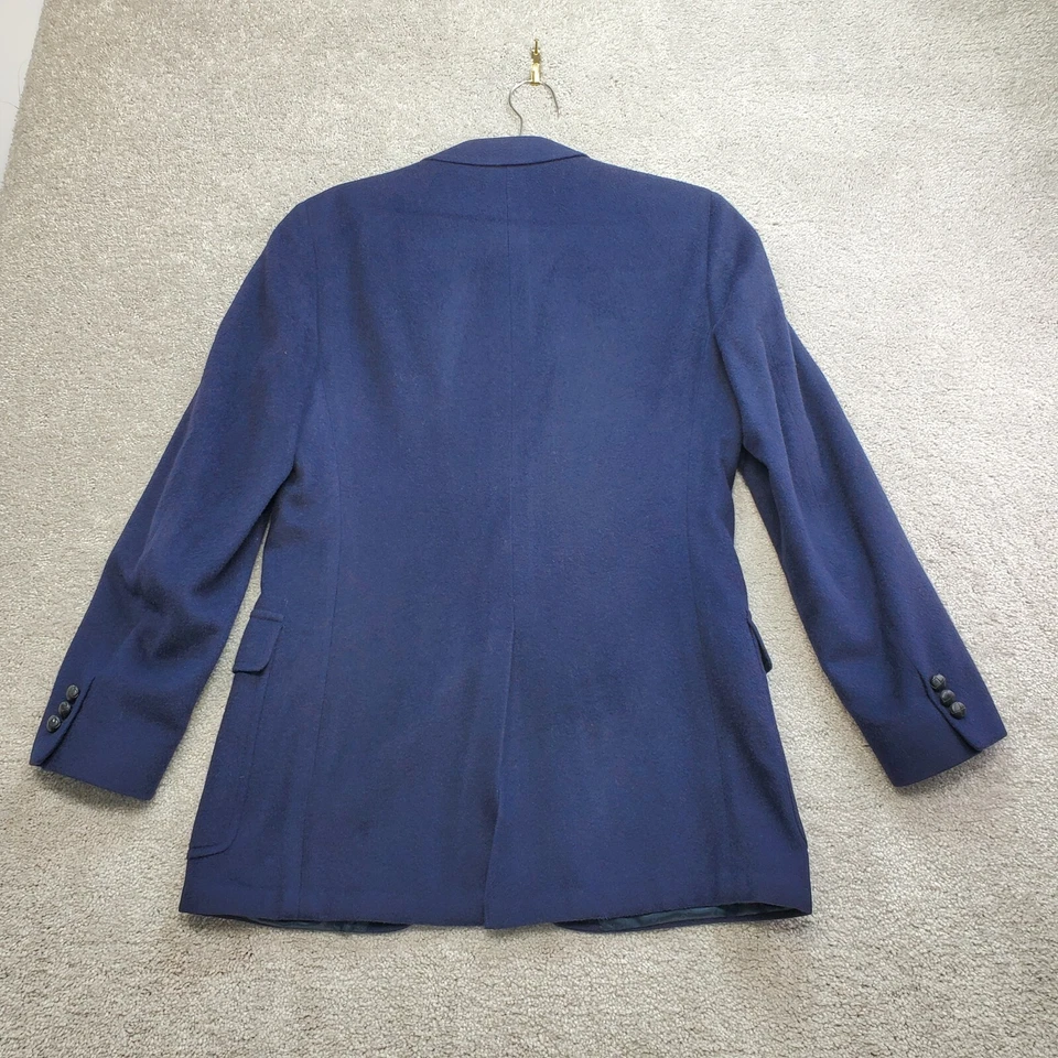 Chaqueta Blazer John Weitz Para Hombre 40R Azul Cabello Camel Solapa Muesca Pecho Único Foto 2 de 4