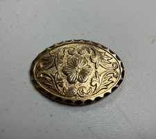 Vintage Floral Flower Western Cowboy Cowgirl Belt Buckle Oval Gold tone