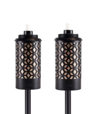 TIKI 65-Inch Black Steel Citronella Garden Torch Outdoor Patio Lighting 2 Pack