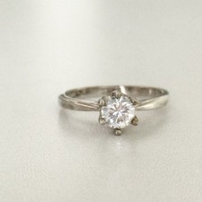 Vintage 925 Sterling Silver Clear CZ Solitaire Band Ring Size 9