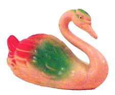 Swan Celluloid Toy Christmas Putz Railroad Display Pink Irwin Vintage 56