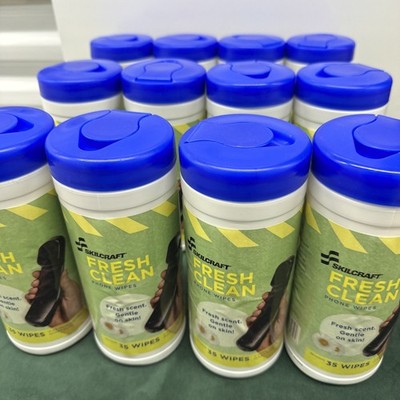 Lot of 12 Skilcraft Fresh Clean Phone Wipes 35ct Each   Fresh Scent New Sealed