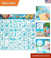 3" Hawaiian Beach Stencil Set - 56 Durable Reusable Stencils for Art Projects