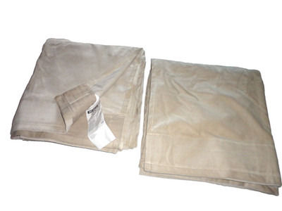 IKEA SANELA LIGHT BEIGE/NEUTRAL MODERN VELVET (2) CURTAINS DRAPERY PANELS 55X96