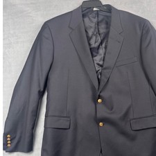 Jos A Bank Signature Collection Mens 48L Navy Blue 100 Wool Blazer Gold Buttons