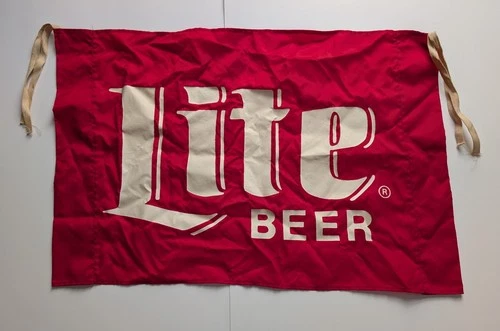 Vintage Miller Lite Beer Ski Slalom Advertising Flag Sign