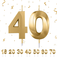 Geburtstagskerzen Zahlen 40,3D Gold Geburtstagskerzen,Kerzen Geburtstag Zahl 40,