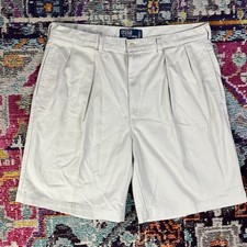 Vintage Polo Ralph Lauren Tyler Short Mens 38 White Pleated Chino Preppy Classic