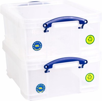 Really Useful Aufbewahrungsbox 18 Liter 2er Pack LIEFERUNG AM NÄCHSTEN TAG