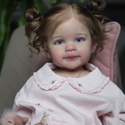 30inch Reborn Doll Handmade Toddler Girl, Rooted Hair, Painted Vinyl Cloth Body