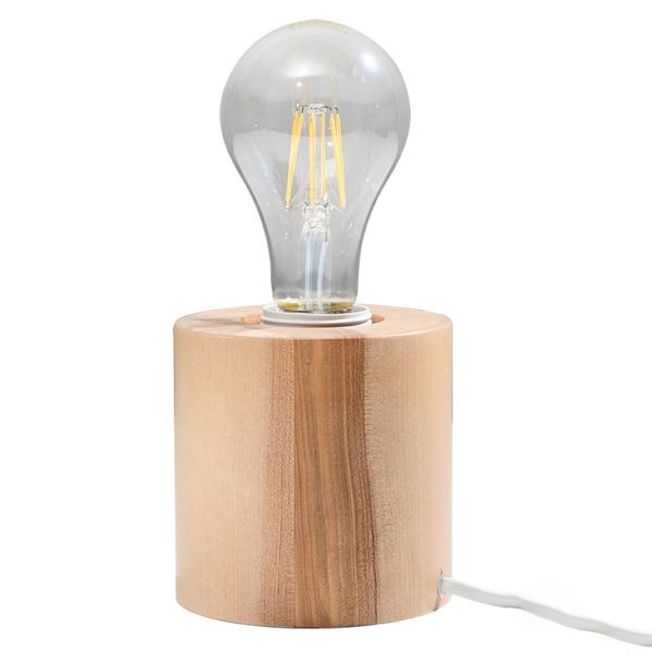 Lampe à poser en bois naturel Salgado avec douille E27 pour ampoule LED