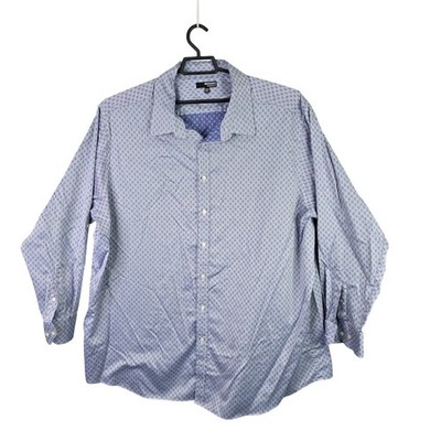 Mens Murano Liquid Luxury White & Blue Shirt Button Up Long Sleeve Cotton 4XT