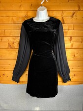CLEARANCE Whistles Womens Velvet Mini Dress UK 12 Black New Party Cocktail