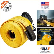 30ft Industrial Polyester Tow Strap - 90000lb Capacity For Emergency Recovery