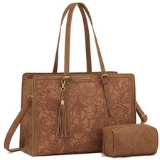 Laptop Bag for Women Vintage Leather Work Tote 15.6 inch Large Capacity Compu...