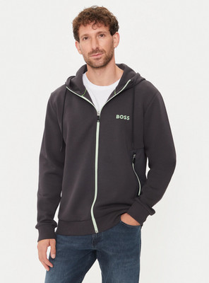 Hoodie Boss Herren Trainingsjacke dunkelgrau Full Zip mit Logo - Saggy 1 Größe S