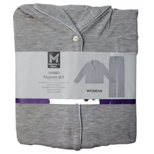 Members Mark Womens Super Soft Drawstring Notch Collar Pajama Set Grey Size XXL
