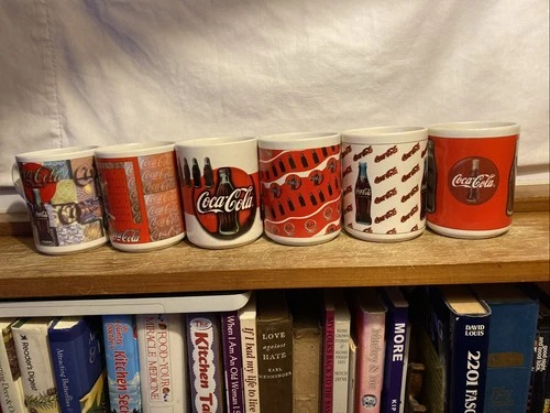 Vintage 1997 Gibson 4” Coca Cola Advertising Coffee Mugs Set Of 6, Collectible
