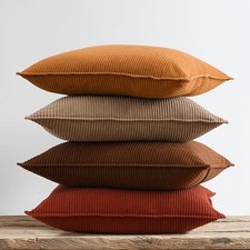 Throw Pillow Covers 18x18 Corduroy Set of 18" x 18" Pack of 4 Maillard Tones