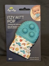 New In Packaging Itzy Ritzy Mitt Pop. Teething Mitt With Poppers Teal