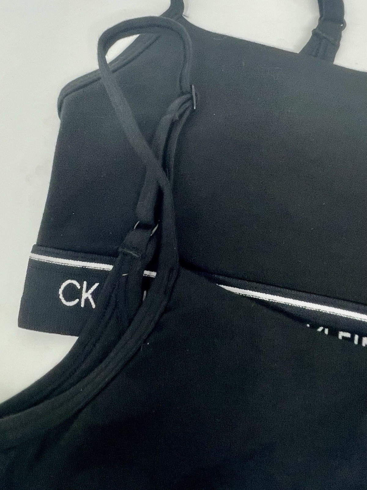 CK One Lot 2 Unlined Bralettes Size Small Black Logo Adjustable Brand NWT thumbnail 5