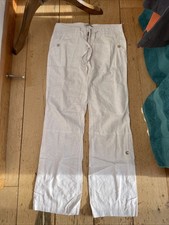 Primark White Linen Blend Turn Up Trousers 10