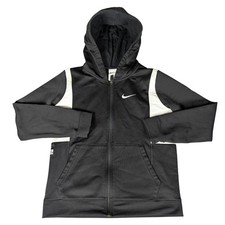 Nike Therma Fit Black White Youth Hoodie Full Zip Athletic Sportswear Size L