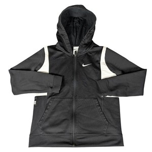 Nike Therma Fit Black White Youth Hoodie Full Zip Athletic Sportswear Size L