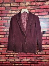Vintage Sears The Fashion Place Corduroy Blazer Womens 12 Burgundy Cotton 90s