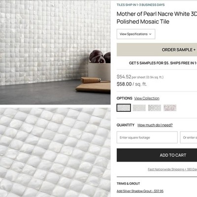 Tilebar Nacre 3D Mother Of Pearl Mosaic Tile - 26.32sf