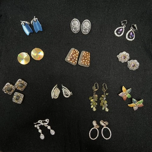 Lot of 12 Pairs Costume Jewelry Earrings Clip On Vintage Modern