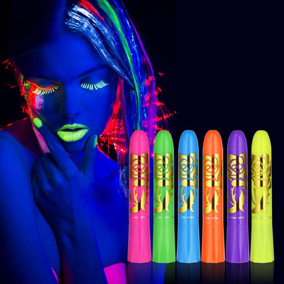 Glow UV Neon Glow Gesichtsfarbe Buntstifte Set, 6 Farben sicher ungiftig UV Glow Neon F