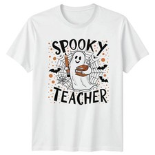 Spooky Teacher T-Shirt Funny Ghost Halloween Novelty Teaching Staff Gift