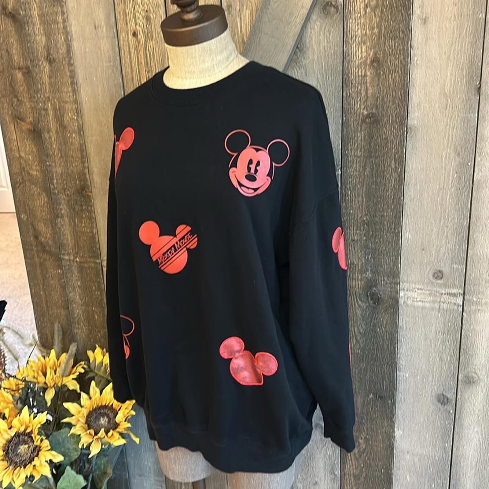 Disney Pullover Black Mickey Mouse Sweatshirt - image 2