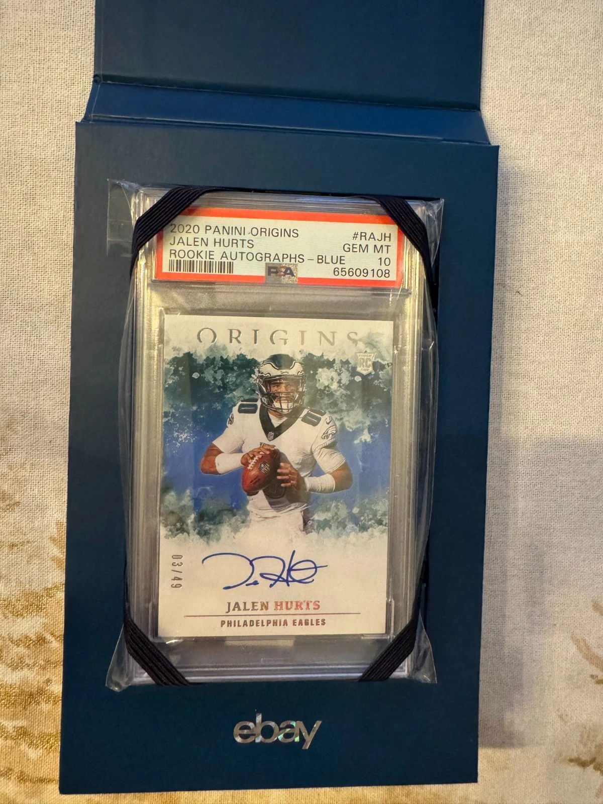 Jalen Hurts Panini Origins Rookie Autographs #RAJH Blue