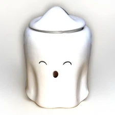 10 Strawberry Street ~ Ceramic GHOST Halloween Cookie Jar Canister ~ Home Goods