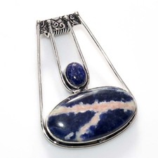 Classy Sodalite Lapis Lazuli 925 Silver Plated Pendant 2.2