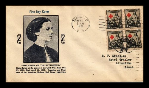 US COVER AMERICAN RED CROSS FDC SCOTT 702 BLOCK OF 4 BACK CHRISTMAS SEALS