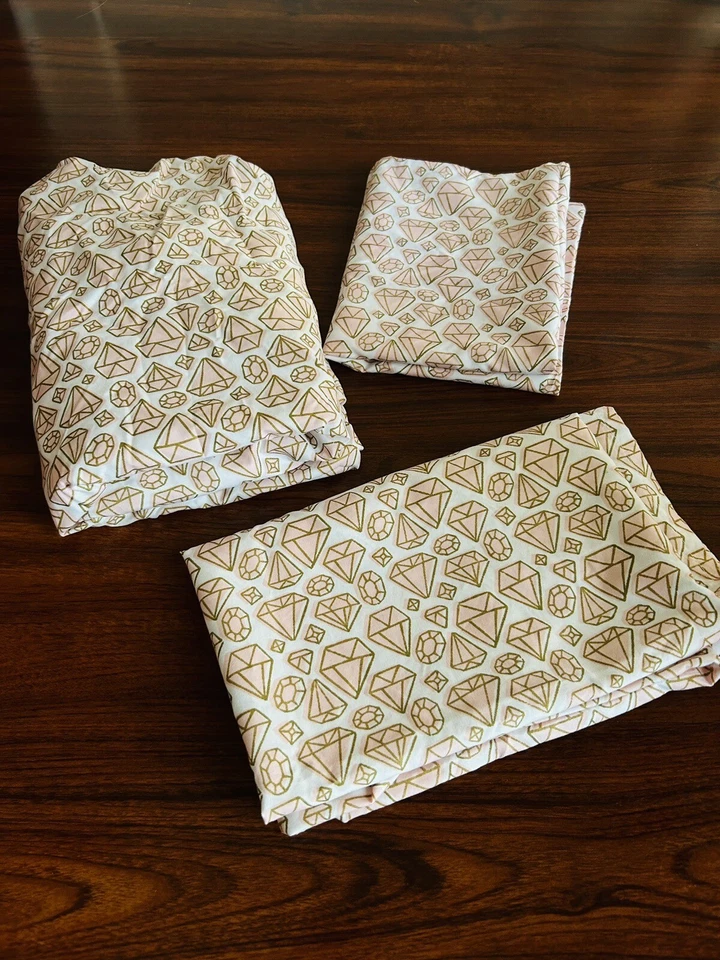 Pillowfort Toddler Polyester Crib Size Sheet Set Color Pink/White - Image 2 of 4