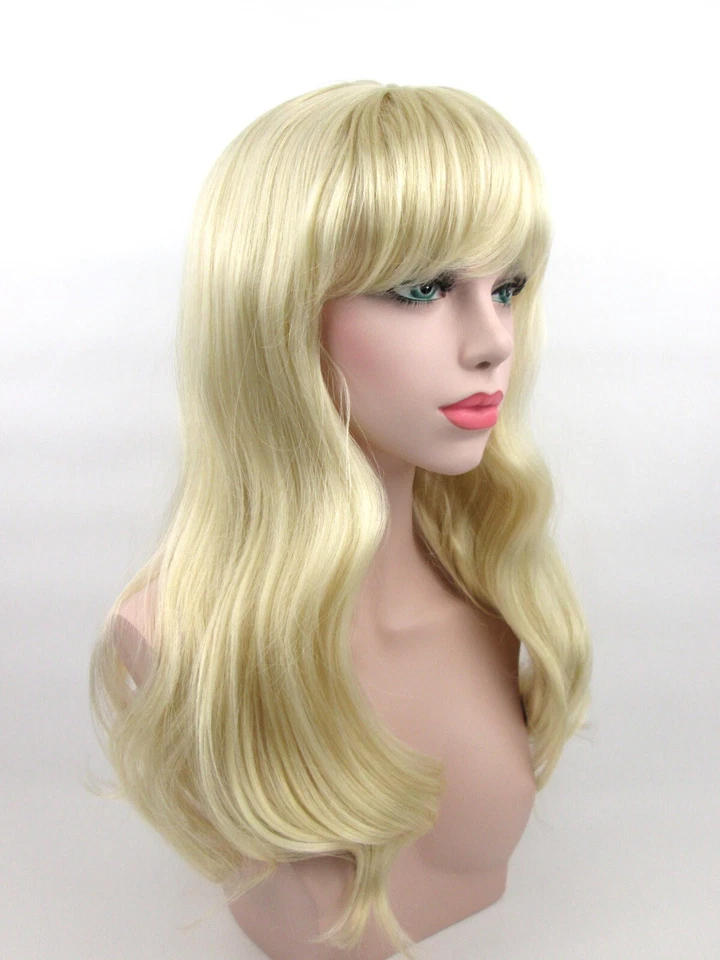 MUJER LARGO LISO ONDULADO CABELLO INFERIOR RIZOS PELUCA FLEQUILLO COMPLETO PIEL SUPERIOR PAMELA FLACA Foto 3 de 4