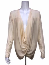 H by Halston Women's Long Sleeve Crossover Open Front Cardigan Cream Medium Size