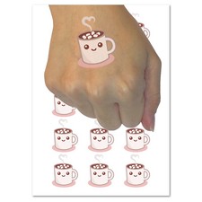 Cute Kawaii Hot Chocolate Temporary Tattoo Water Resistant Fake Body Art Set