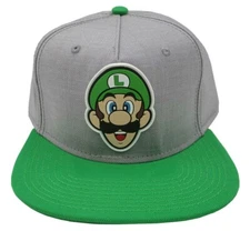 Nintendo Super Mario Bros Luigi Rubber Logo Snapback Hat