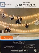 Mainstays 100-Count Clear Mini String Lights with White Wire