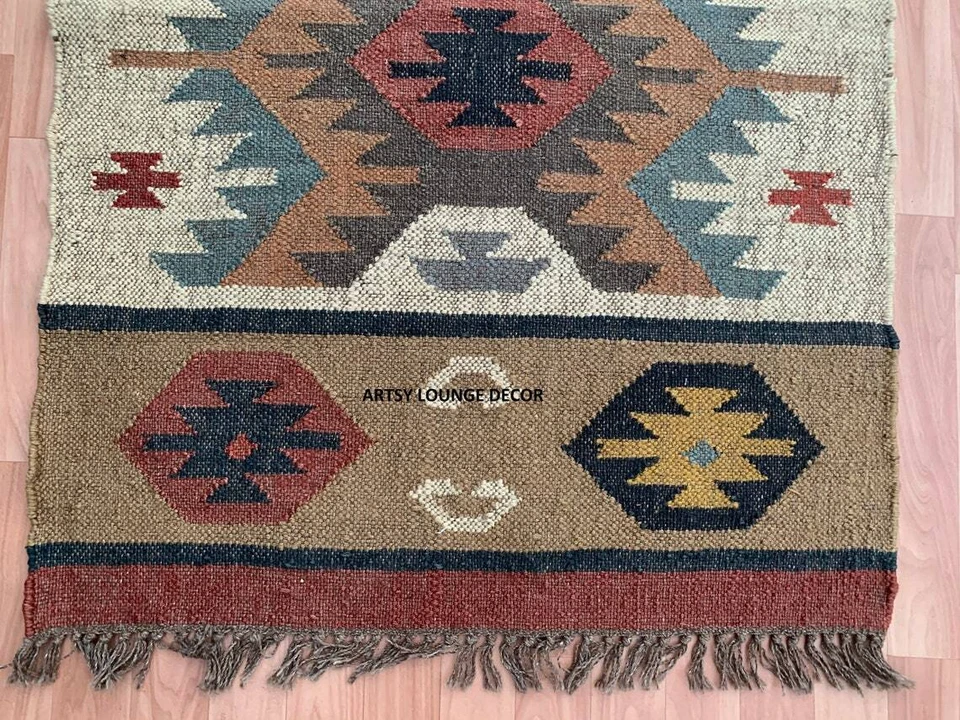 Indian Runner Rug Bedside Runner Modern Home Decor Handmade Stairs Mat Carpet - Image 3 of 4