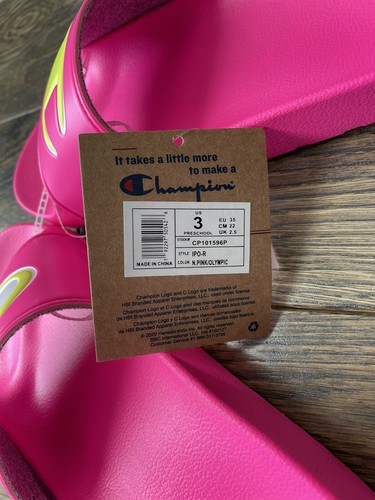 Champion Youth Girls IPO-R Logo Slide Sandals - Hot Pink - Size US 3-NWT - Picture 5 of 5