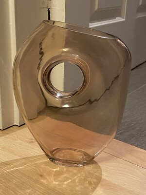 Art Deco Stil transluzente schräge Spitze Bernstein Kunst Vase zentral Durchgangsloch Design