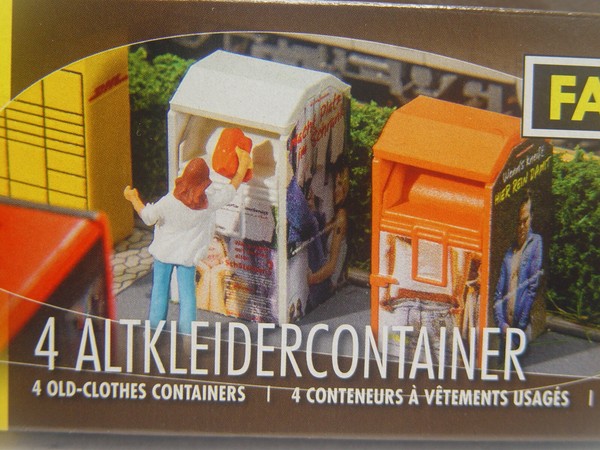Altkleider Container - 4 Stck. Im Bausatz Faller Ho 1:87 - 180341 #E-image
