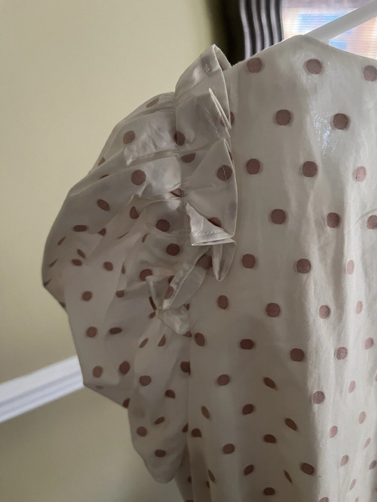 Abito Kate Spade nuovo con etichette 100% cotone XL tasche foderato bianco con pois malva