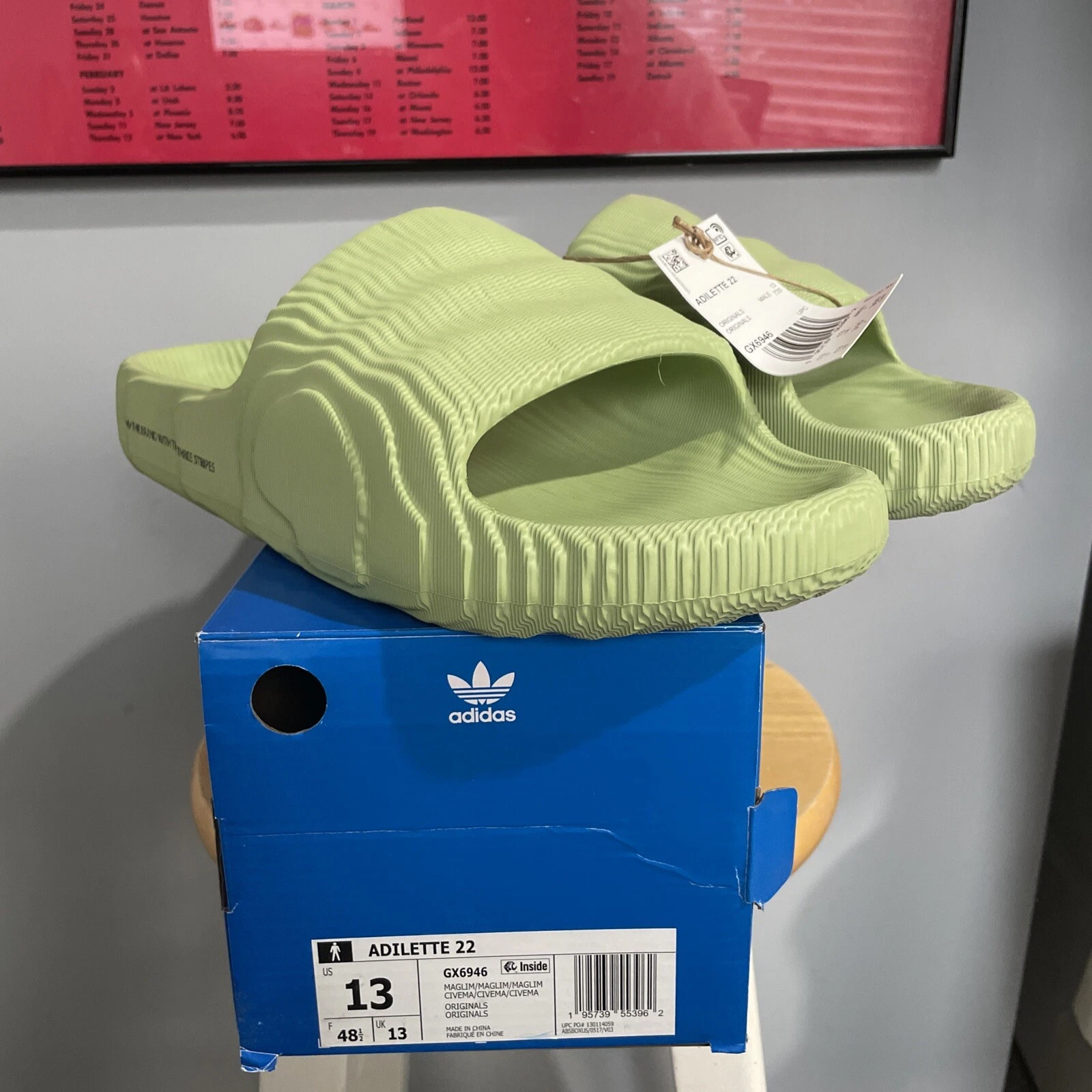 Adidas Adilette 22 GX6946 Uomo Taglia US 13 Verde Magic Lime Nuove con scatola